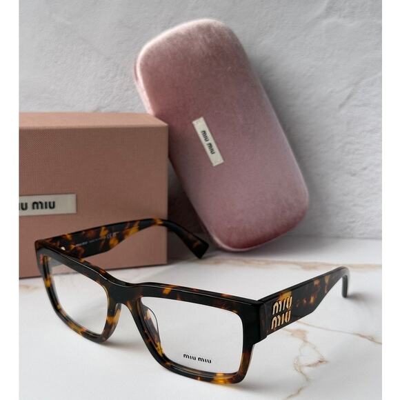 NEW Miu Miu MU02XV Havana Brown Gold Eyeglasses Frames